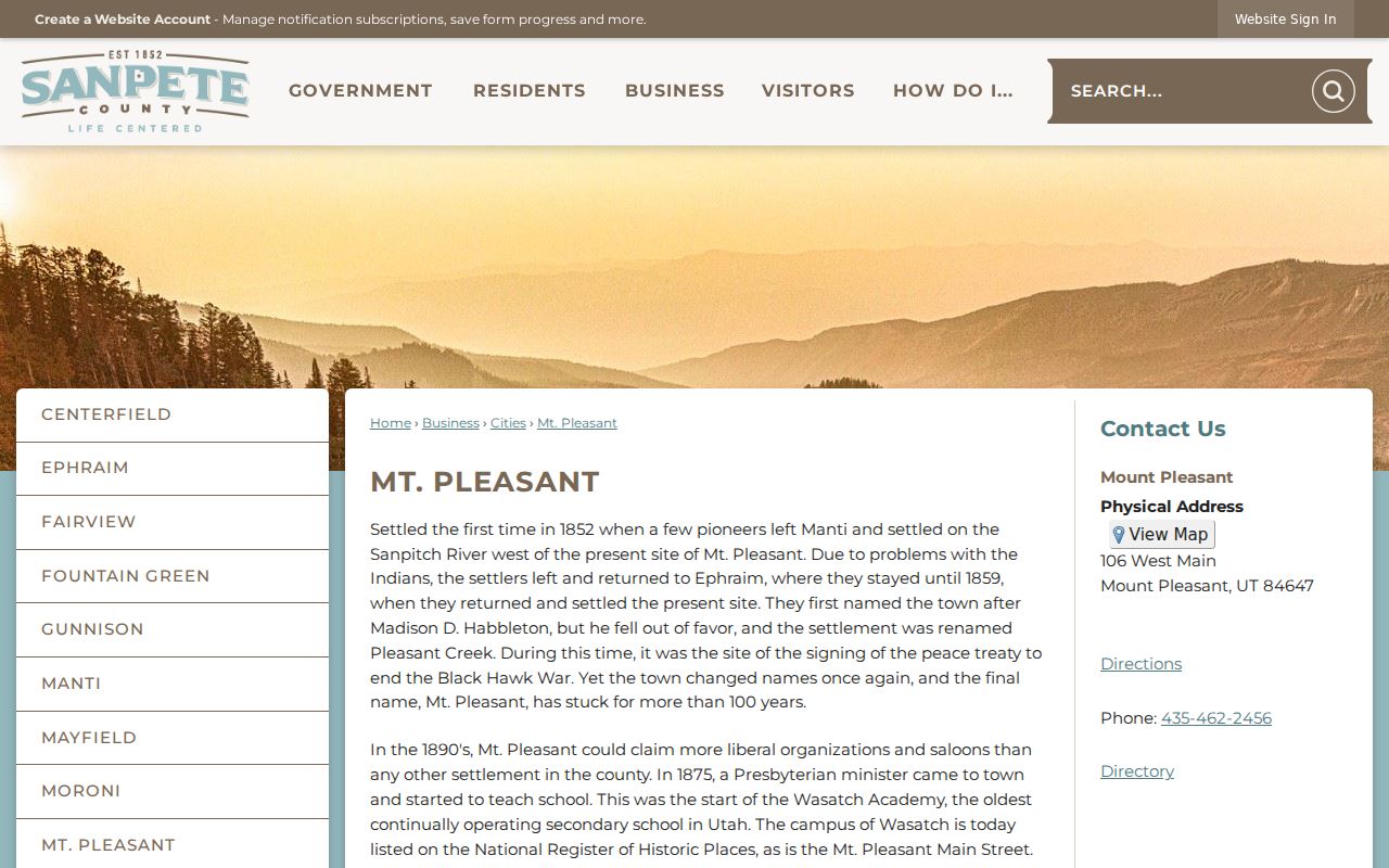 Sanpete County court dates Mount Pleasant contact route
