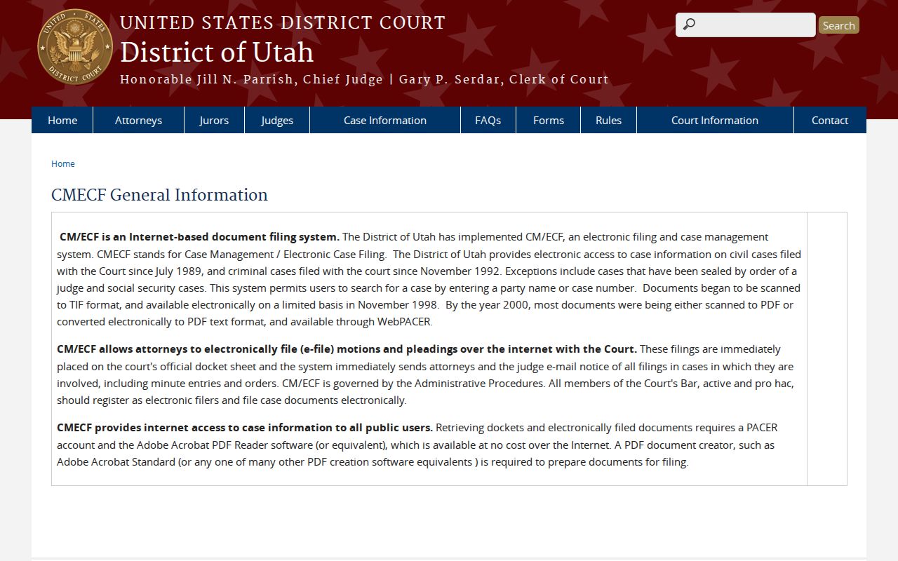 Sanpete County criminal docket federal case search distinction