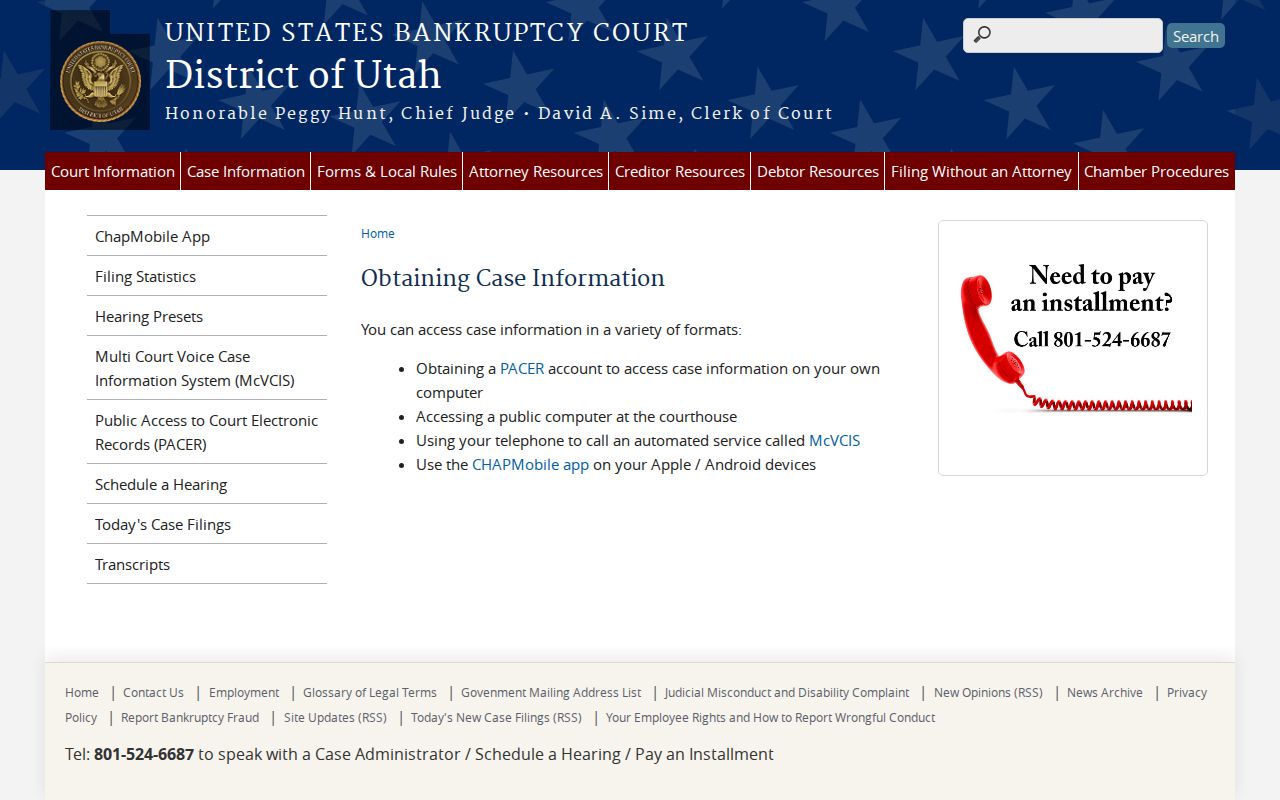 Sanpete County civil docket bankruptcy access