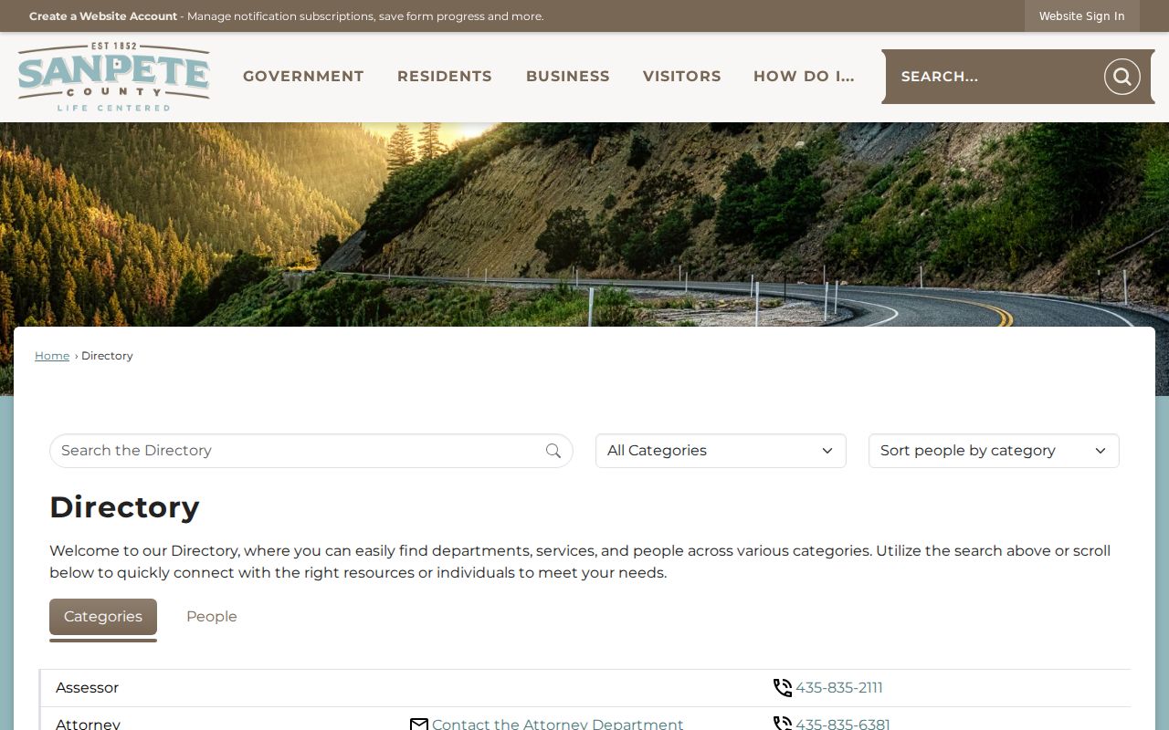 Sanpete County court docket city and county directory